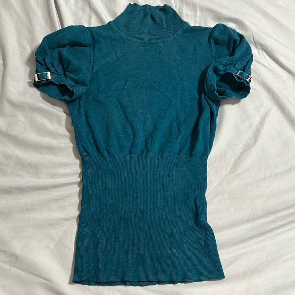 Blue short sleeve turtle neck by express designs studio